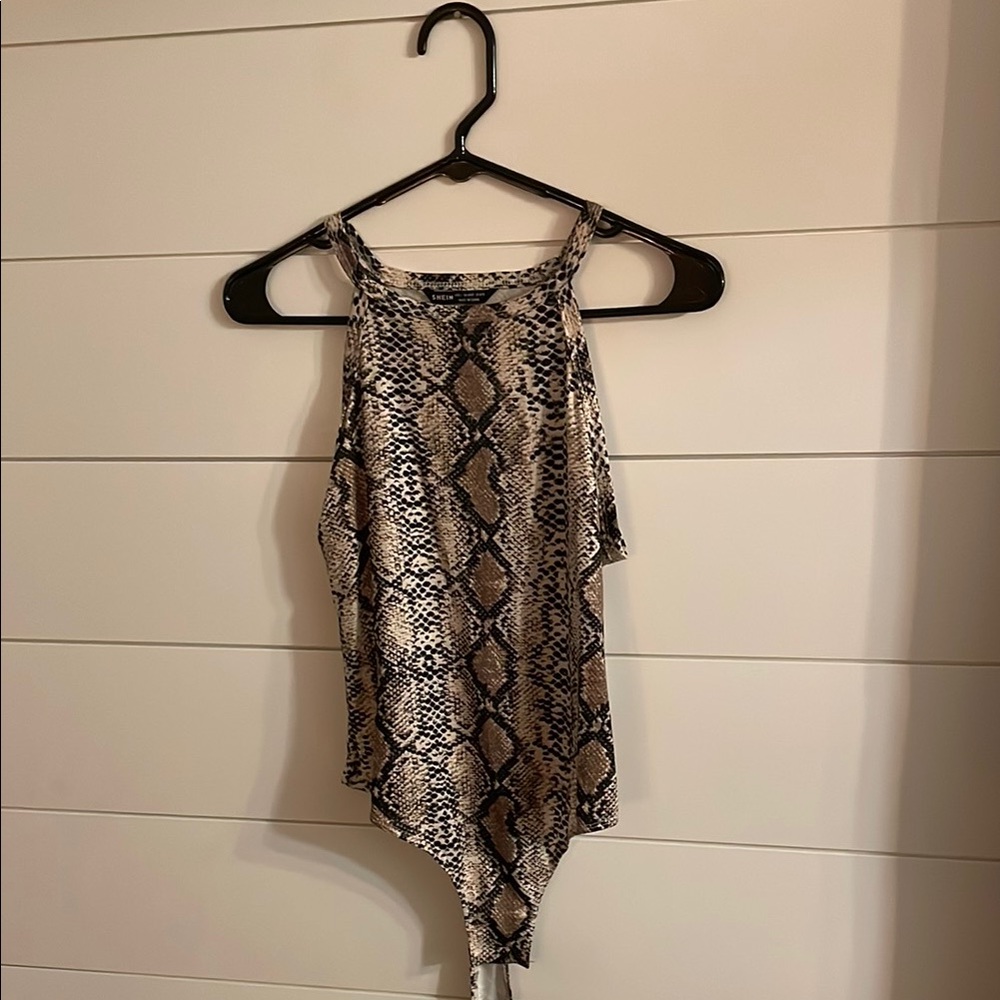 Snake Print Sleeveless Top Body suit Shien